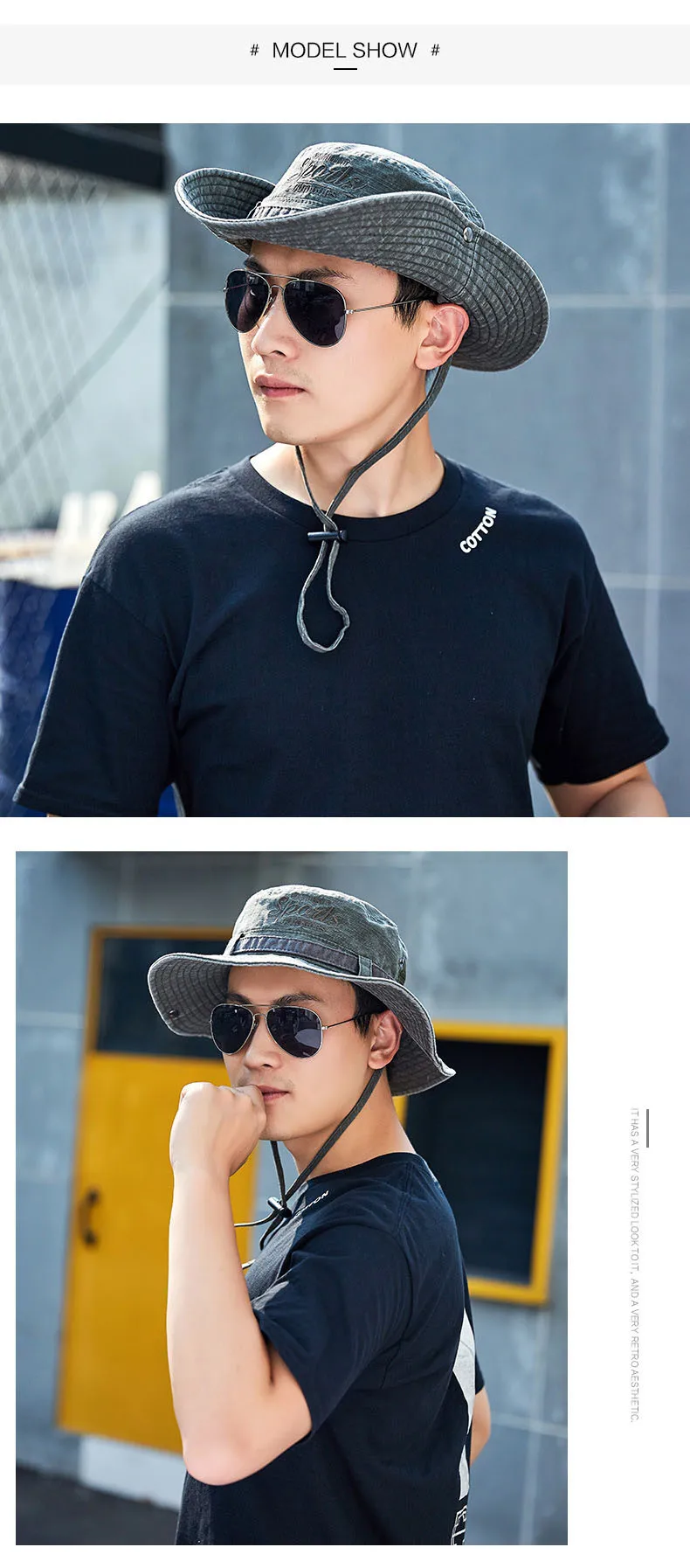 Fashion 100 Cotton Men's Bucket Hats Summer Outdoor Bob Panama Safari