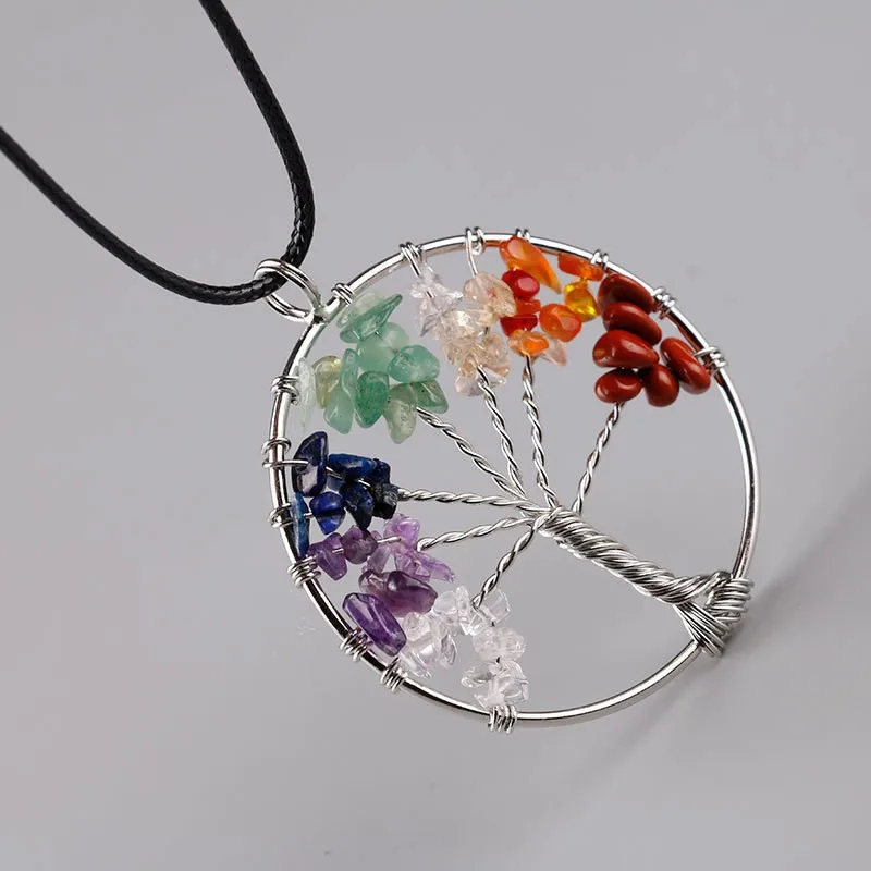 Women Rainbow 8 Chakra pendentif amethyste Tree Of Life Quartz Chips Pendant Necklace Multi Wisdom Tree Natural Stone Necklace
Women Rainbow 8 Chakra pendentif amethyste Tree Of Life Quartz Chips Pendant Necklace Multi Wisdom Tree Natural Stone Necklace
