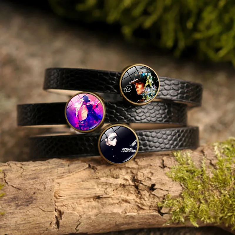 XUSHUI XJ Michael Jackson Black Leather Bracelet Singer Pop Star Glass Crystal Dome Adjustable Bangle Bracelet Women Men Gift
XUSHUI XJ Michael Jackson Black Leather Bracelet Singer Pop Star Glass Crystal Dome Adjustable Bangle Bracelet Women Men Gift