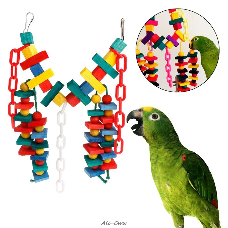 Parrot Toy Colorful Wooden Strand Bridge Perch Chain Pendant Play Funny Decoration Bird Parakeet Swing Hanging Cage Chew Toys Su
Parrot Toy Colorful Wooden Strand Bridge Perch Chain Pendant Play Funny Decoration Bird Parakeet Swing Hanging Cage Chew Toys Su