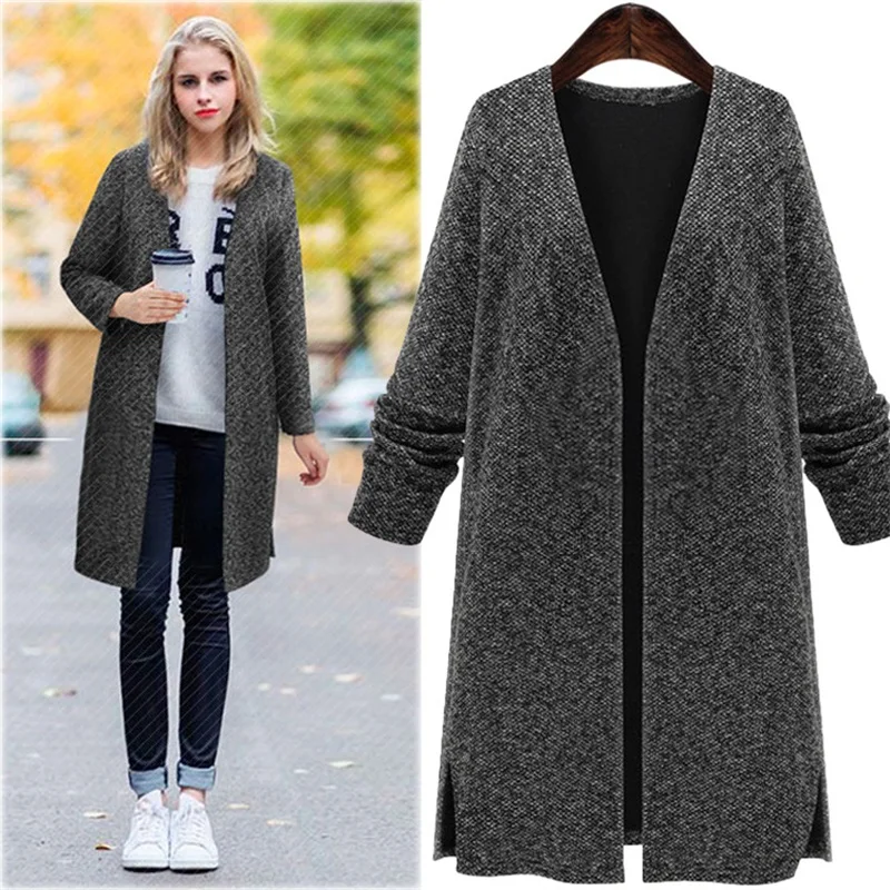 Autumn and winter new V-neck long-sleeved knitted cardigan large size women loose knitted black coat AL7810
Autumn and winter new V-neck long-sleeved knitted cardigan large size women loose knitted black coat AL7810