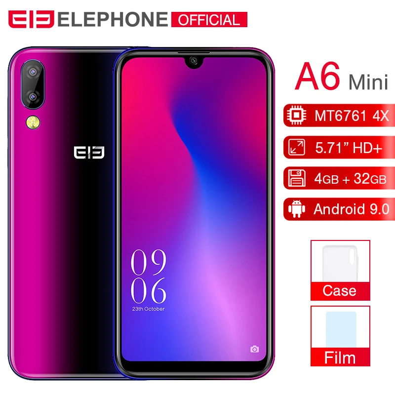 Elephone A6 mini 4GB 32GB Mobile Phone Android 9.0 5.71 Inch waterdrop Screen MT6761 Quad Core HD+16MP 3180mah 4G Smartphone
Elephone A6 mini 4GB 32GB Mobile Phone Android 9.0 5.71 Inch waterdrop Screen MT6761 Quad Core HD+16MP 3180mah 4G Smartphone