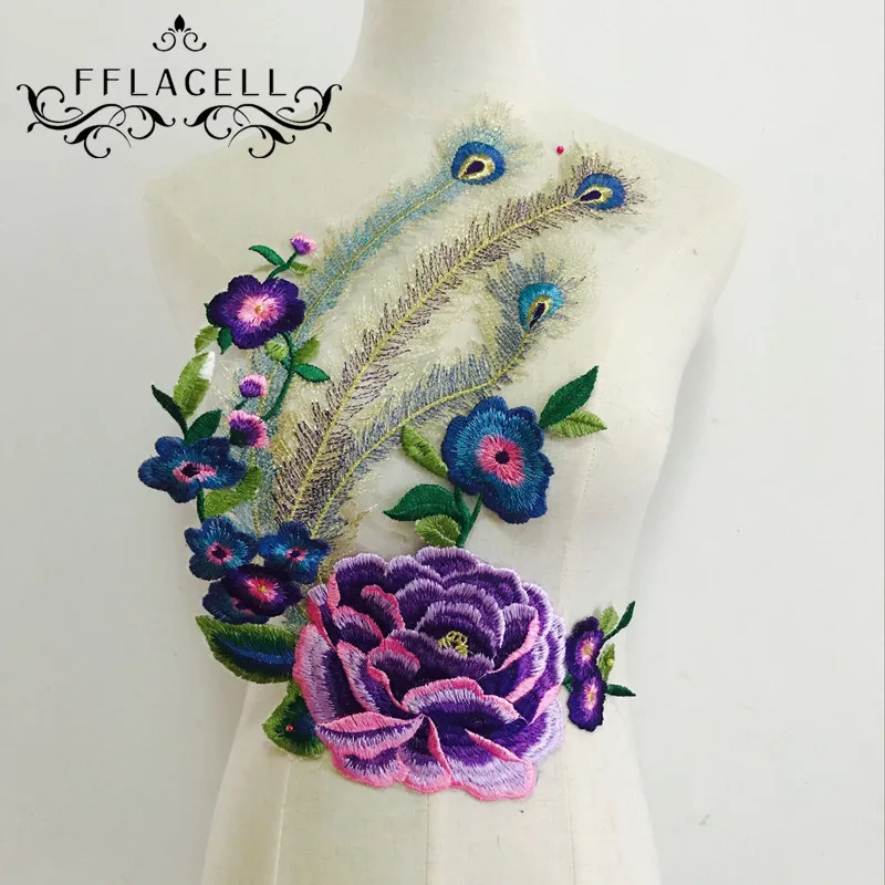 FFLACELL Embroidery Patch Purple Peacock Peony Fabric Applique Lace Sewing Cloth Decoration Accessories DIY
FFLACELL Embroidery Patch Purple Peacock Peony Fabric Applique Lace Sewing Cloth Decoration Accessories DIY