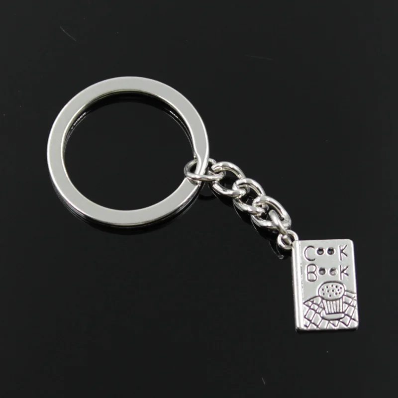Image new fashion men keychain jewelry metal key holder chain DIY key rings vintage cook book recipe kitchen 17*11mm pendant