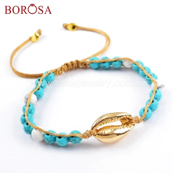 BOROSA Pure Handmade Narural Cowrie Shell Faceted Turquoises Beads Adjustable Rope Bracelet HD0001
BOROSA Pure Handmade Narural Cowrie Shell Faceted Turquoises Beads Adjustable Rope Bracelet HD0001