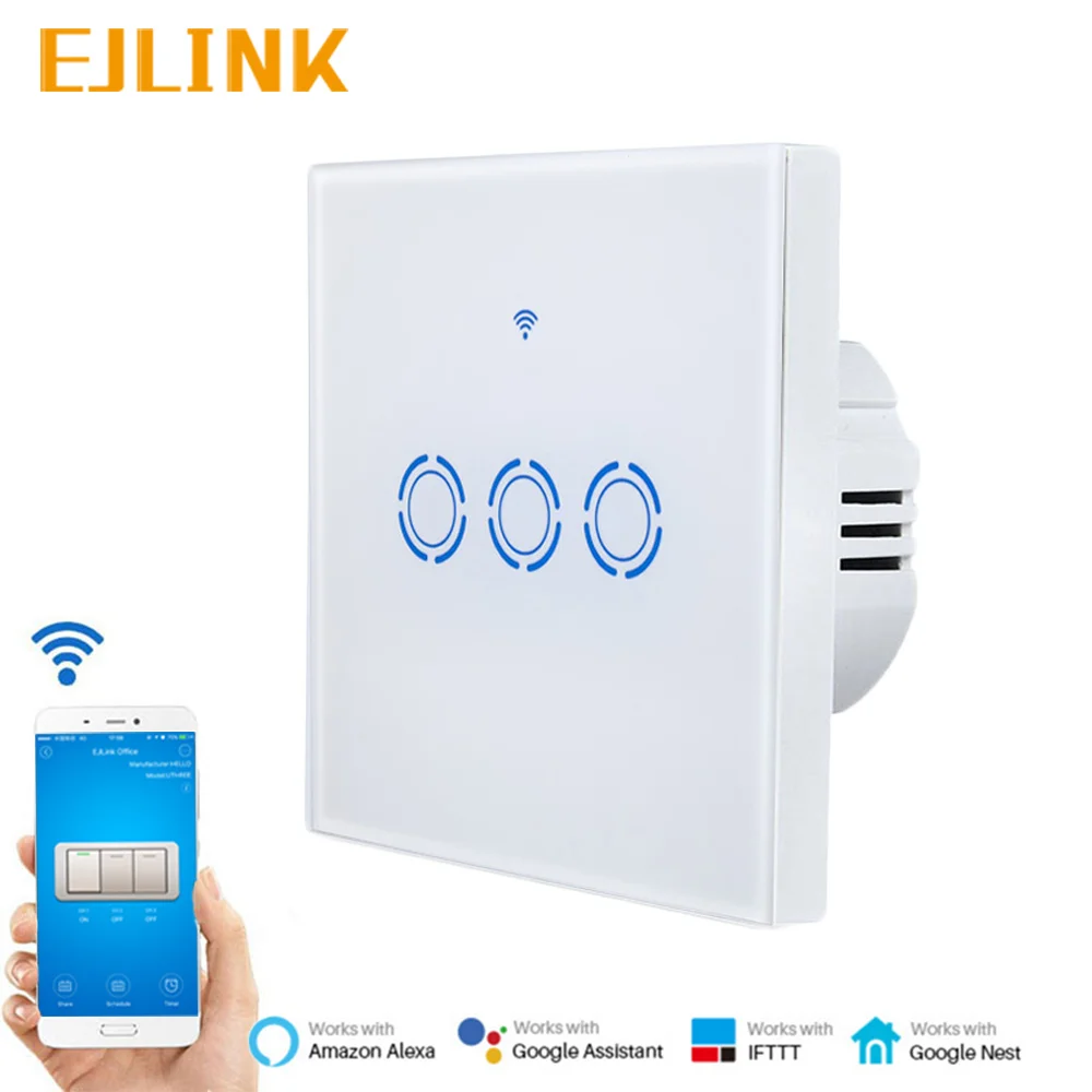 EJLINK 3 Gang 1 Way Wifi Switch Ewelink App Remote Control Timer Light Switch for Smart Home Automation Works with Google Home
EJLINK 3 Gang 1 Way Wifi Switch Ewelink App Remote Control Timer Light Switch for Smart Home Automation Works with Google Home