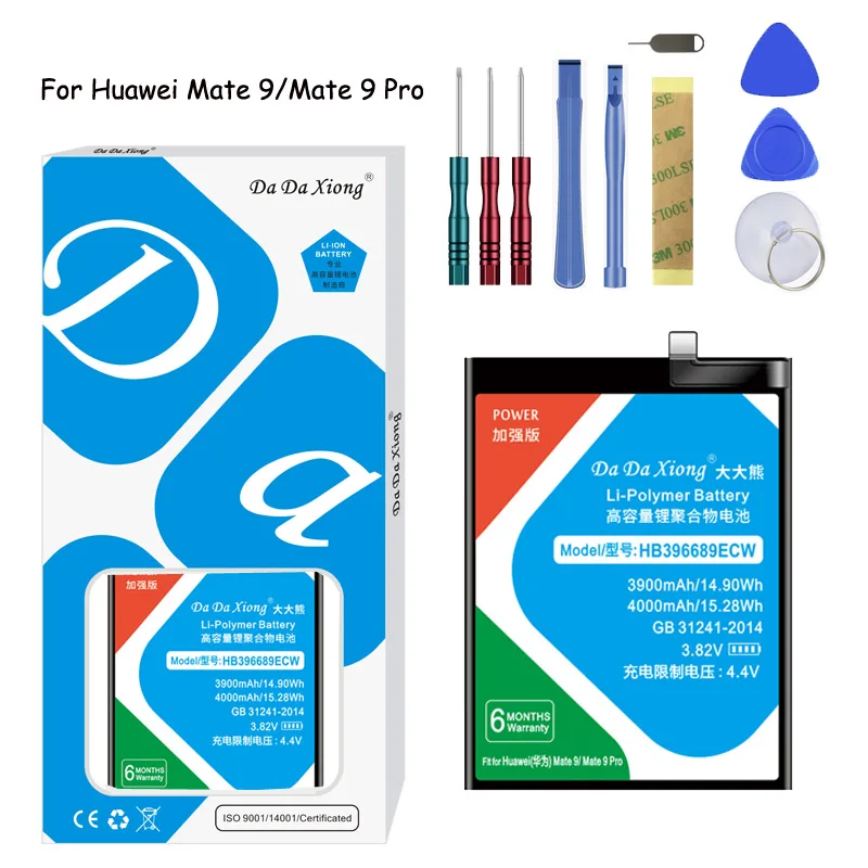Original Da Da Xiong Lithium Polymer Battery HB396689ECW For Huawei Mate 9/Mate 9 Pro 4000mAh Replacement Battery Free Tools
Original Da Da Xiong Lithium Polymer Battery HB396689ECW For Huawei Mate 9/Mate 9 Pro 4000mAh Replacement Battery Free Tools