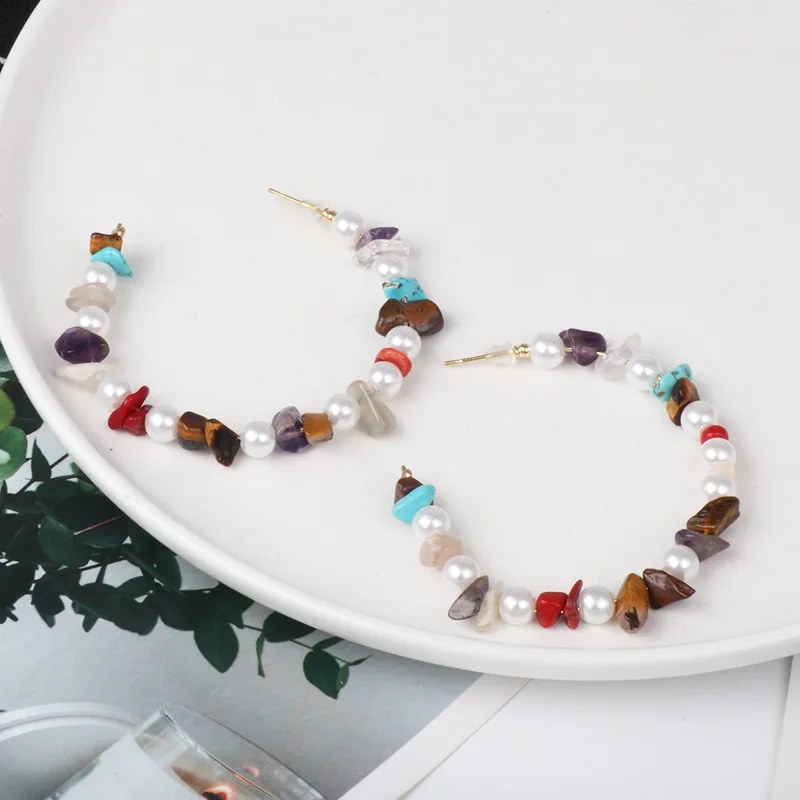 2019 Punk Fashion Big Circle Earrings Irregular Natural Stone Beads Hoop Earrings For Women Girls Pearls Earrings Jewelry Gifts
2019 Punk Fashion Big Circle Earrings Irregular Natural Stone Beads Hoop Earrings For Women Girls Pearls Earrings Jewelry Gifts