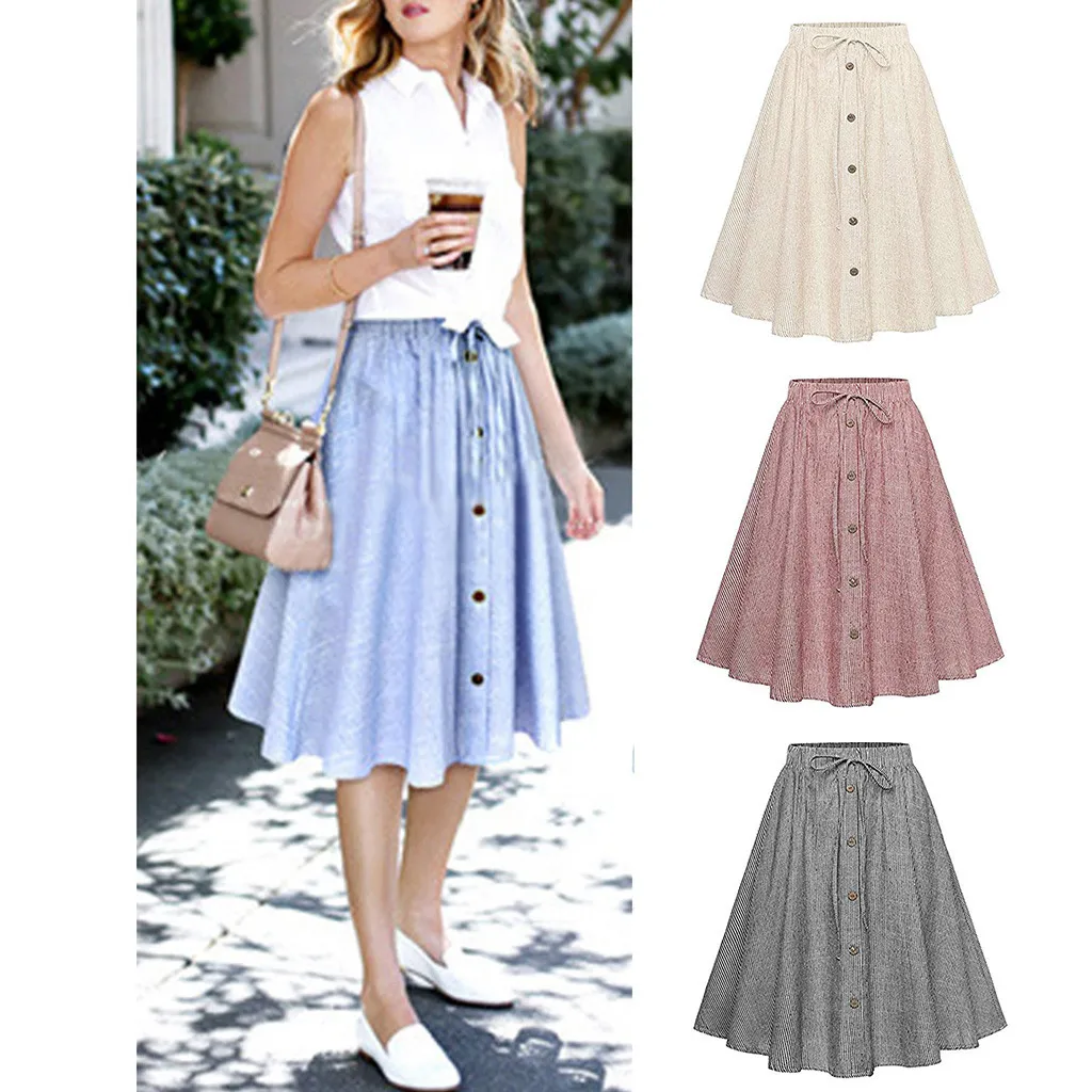 Summer Skirts Womens 2019 Gothic Button Solid A Line Skirts For Women High Waist Skirt faldas mujer moda 2019
Summer Skirts Womens 2019 Gothic Button Solid A Line Skirts For Women High Waist Skirt faldas mujer moda 2019