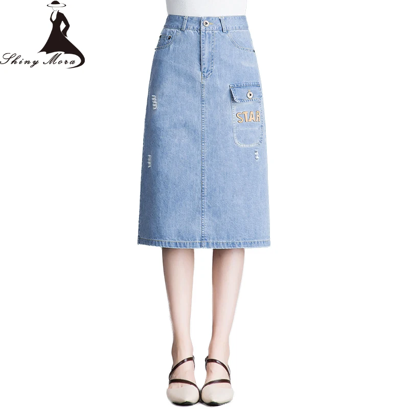 SHINYMORA Summer Long Jeans Skirts Women A Line Denim Skirts Knee Length Casual Skirts High Waist Pocket Fashion Skirts Jupe
SHINYMORA Summer Long Jeans Skirts Women A Line Denim Skirts Knee Length Casual Skirts High Waist Pocket Fashion Skirts Jupe