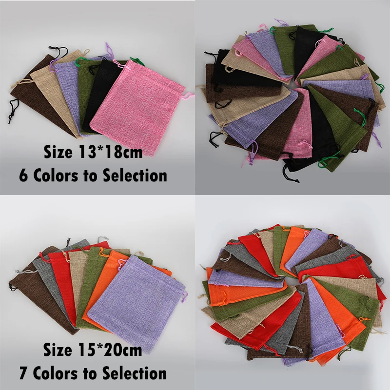 New Arrival 5Pcs Size 13*18cm/15*20cm 9 Colors Linen Bunches Pocket/Jewelry Bag/Christmas/Wedding Gift Bag For DIY Gift Bag
New Arrival 5Pcs Size 13*18cm/15*20cm 9 Colors Linen Bunches Pocket/Jewelry Bag/Christmas/Wedding Gift Bag For DIY Gift Bag