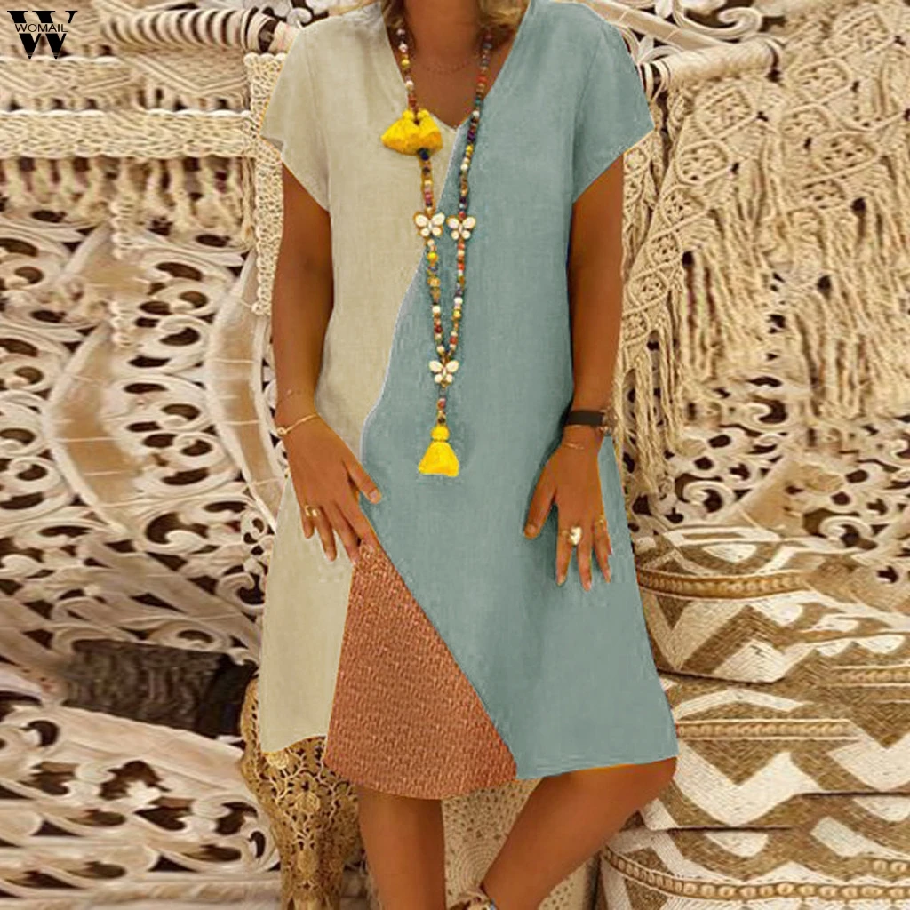 Women Summer Loose Dress Vintage Elegant Patchwork Dresses 2019 Sexy Party Shirt Dress Vestidos Plus Sizes Jan25 
Women Summer Loose Dress Vintage Elegant Patchwork Dresses 2019 Sexy Party Shirt Dress Vestidos Plus Sizes Jan25