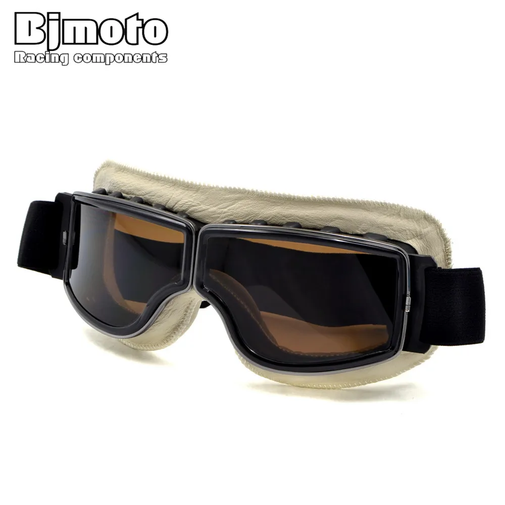 Винтажные мотоциклетные очки BJMOTO шлем пилота 3 цвета линзы кожаные для