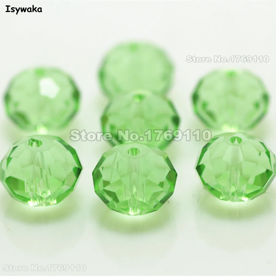 

Isywaka Light Green Color 8*10mm 70pcs Rondelle Austria faceted Crystal Glass Bead Loose Spacer Round Beads for DIY Making