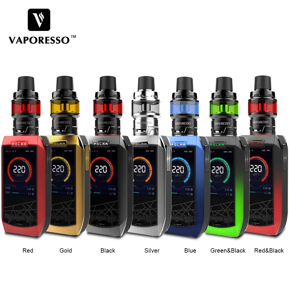 E-Cigarette Vaporesso Polar 220W TC Vape Kit Polar Box Mod with 6.5ml Cascade Baby SE Tank Atomizer Compatible All GT Coil
E-Cigarette Vaporesso Polar 220W TC Vape Kit Polar Box Mod with 6.5ml Cascade Baby SE Tank Atomizer Compatible All GT Coil