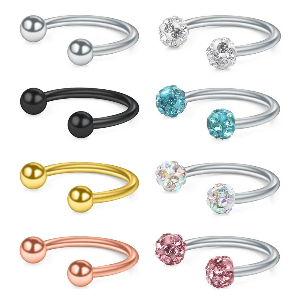 8PCS 16G Nose Septum Horseshoe Earring Crystal Ferido & Shiny Ball Eyebrow Lip Helix Tragus Cartilage Piercing Ring 8-10mm
8PCS 16G Nose Septum Horseshoe Earring Crystal Ferido & Shiny Ball Eyebrow Lip Helix Tragus Cartilage Piercing Ring 8-10mm