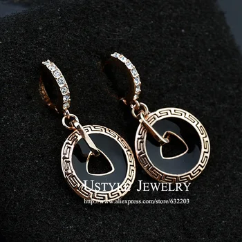 USTYLE vintage pattern rose gold with Black enamel micro pave cubic zircon dangle earrings for women JE0032
USTYLE vintage pattern rose gold with Black enamel micro pave cubic zircon dangle earrings for women JE0032