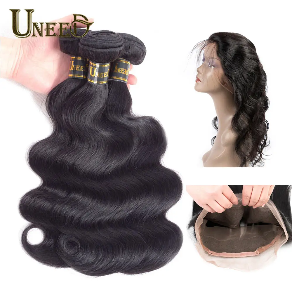 Uneed Hair 360 Lace Frontal With Bundle Brazilian Body Wave With Frontal Closure Human Hair Weave 3Bundles With Frontal Closure
Uneed Hair 360 Lace Frontal With Bundle Brazilian Body Wave With Frontal Closure Human Hair Weave 3Bundles With Frontal Closure