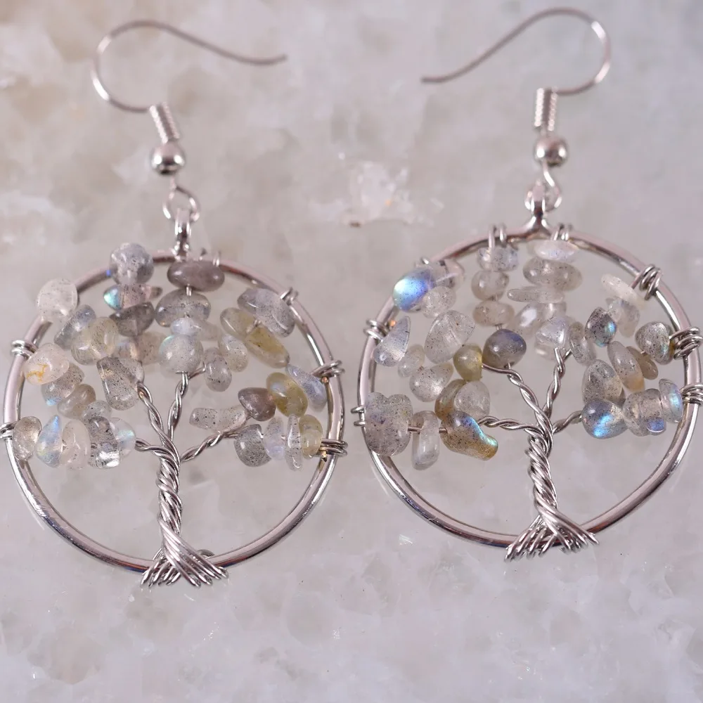 Free Shipping Tree of life - Natural Stone Beads Gray Labradorite Zinc Alloy Wire Wrap Round Earrings 1Pair U378
Free Shipping Tree of life - Natural Stone Beads Gray Labradorite Zinc Alloy Wire Wrap Round Earrings 1Pair U378