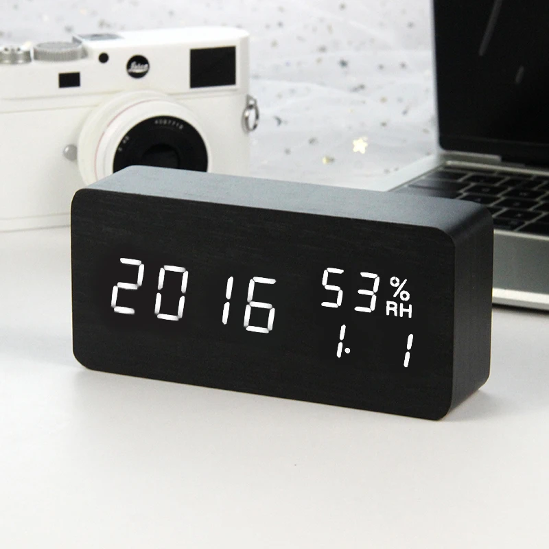Wooden Alarm Clock LED Despertador Temperature Humidity Electronic Desktop Clock Digital Table Clocks Night Light Voice Control
Wooden Alarm Clock LED Despertador Temperature Humidity Electronic Desktop Clock Digital Table Clocks Night Light Voice Control