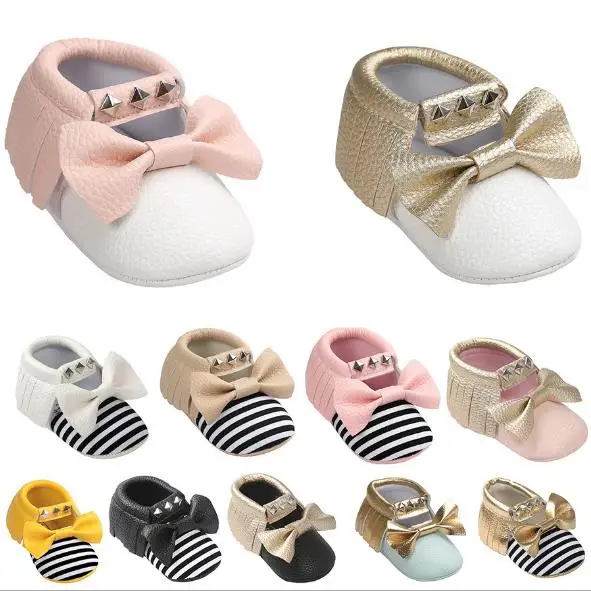 New Rivet Butterfly-knot Princess Striped baby shoes PU Leather Infant Girls shoes First walkers Crib Brand Toddlers kids shoes
New Rivet Butterfly-knot Princess Striped baby shoes PU Leather Infant Girls shoes First walkers Crib Brand Toddlers kids shoes