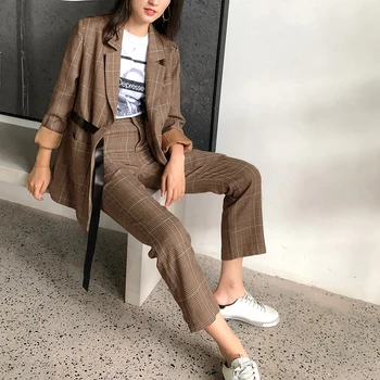 spring autumn Female office Office lady plaid Blazer suit pants new casual loose suit jacket & pants 2 pieces womens suits set
spring autumn Female office Office lady plaid Blazer suit pants new casual loose suit jacket & pants 2 pieces womens suits set