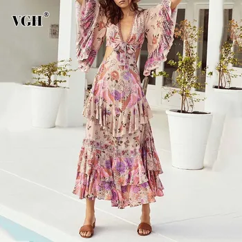 VGH Sexy V Neck Print Dress Women Bandage Bow Puff Sleeve Ruffle Hollow Out Slim Mermaid Dresses Female Fashion New 2019 Summer
VGH Sexy V Neck Print Dress Women Bandage Bow Puff Sleeve Ruffle Hollow Out Slim Mermaid Dresses Female Fashion New 2019 Summer