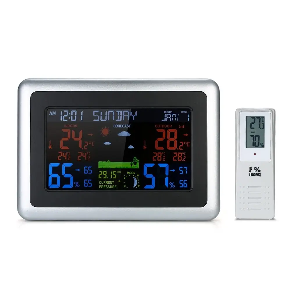 Weather Station Wireless Indoor Outdoor Color LCD Weather Forecast Digital Thermometer Hygrometer Temperature Humidity Meter
Weather Station Wireless Indoor Outdoor Color LCD Weather Forecast Digital Thermometer Hygrometer Temperature Humidity Meter