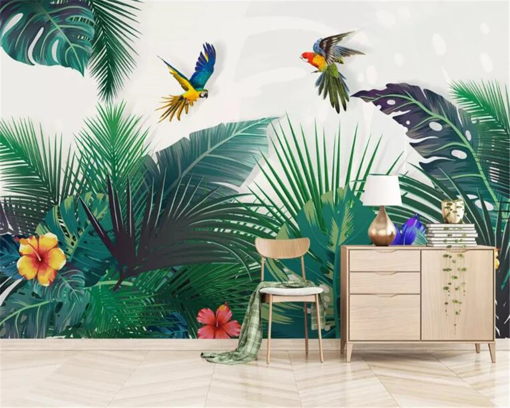 Beibehang 3d wallpaper Mural tropical plant watercolor hand painted leaves Colorful parrot background wall paper home decor
Beibehang 3d wallpaper Mural tropical plant watercolor hand painted leaves Colorful parrot background wall paper home decor