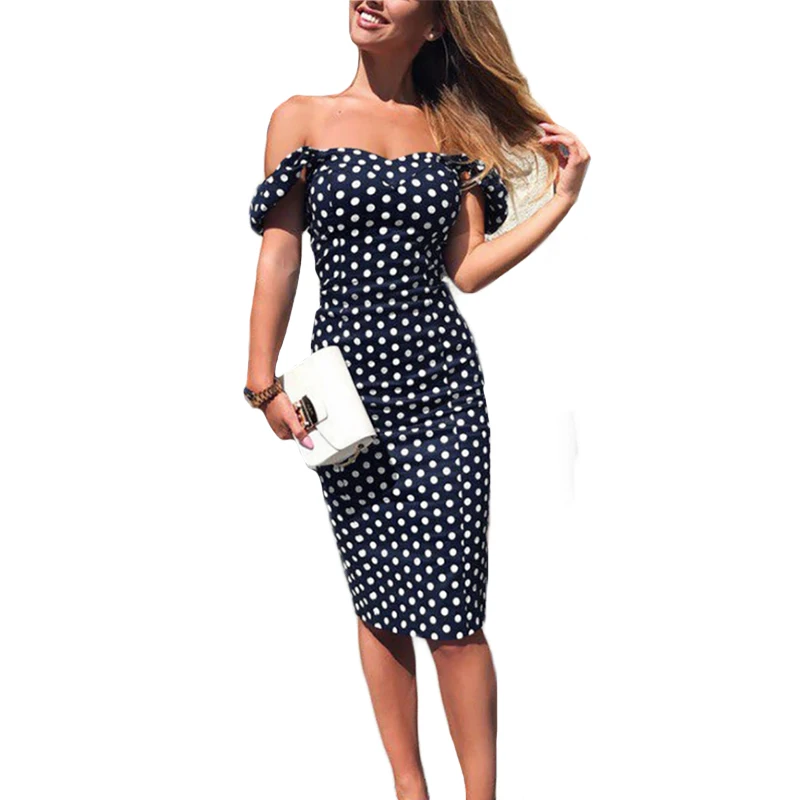 Off shoulder summer Women Charming party dress Fashion Polka Dot Short sleeve Vintage sundress Strapless bodycon vestidos femme
Off shoulder summer Women Charming party dress Fashion Polka Dot Short sleeve Vintage sundress Strapless bodycon vestidos femme