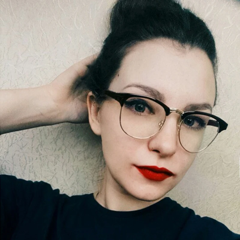 RBUDDY Retro Round Clear Glasses Half Frame Eyeglasses Transparent Frames Women Cat Eye Glasses Optical Lens Men oculos de grau
RBUDDY Retro Round Clear Glasses Half Frame Eyeglasses Transparent Frames Women Cat Eye Glasses Optical Lens Men oculos de grau