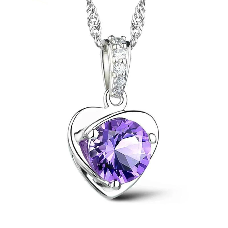 2018 Hot Selling White & Purple Crystal Rhinestone Heart Pendant Necklacefor Women Gifts Ladies Silver Jewelry Water-wave Chain
2018 Hot Selling White & Purple Crystal Rhinestone Heart Pendant Necklacefor Women Gifts Ladies Silver Jewelry Water-wave Chain
