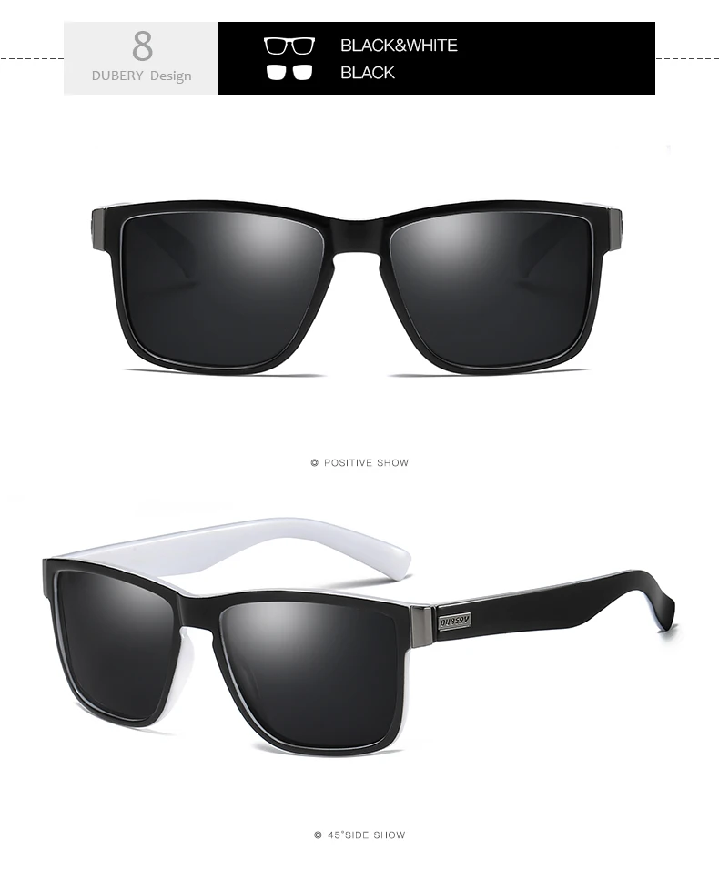 DUBERY 2018 Sport Sunglasses Polarized For Men Sun Glasses Square Driving Personality Color Mirror Luxury Brand Designer UV400 21