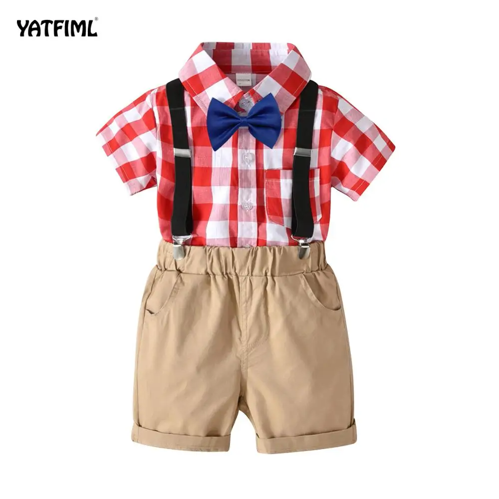 

YATFIML Kids Boys Formal Suits Blazers Sets Clear Gentleman Kids Baby Boys Suit Tops Shirt Lattice Set Clothing