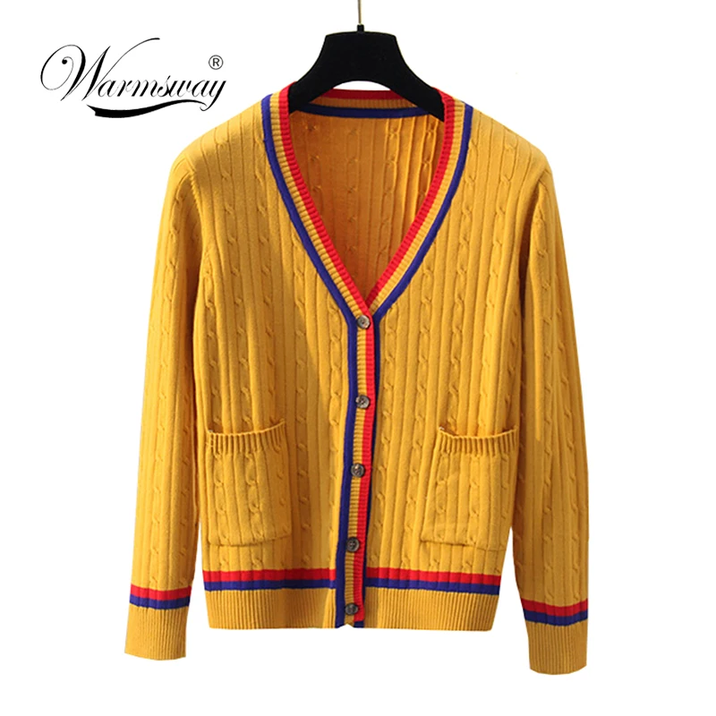 Spring Sweater Cardigan Female Twist slim Sweater Thick Full Sleeve Single Breasted with Pocket C-281