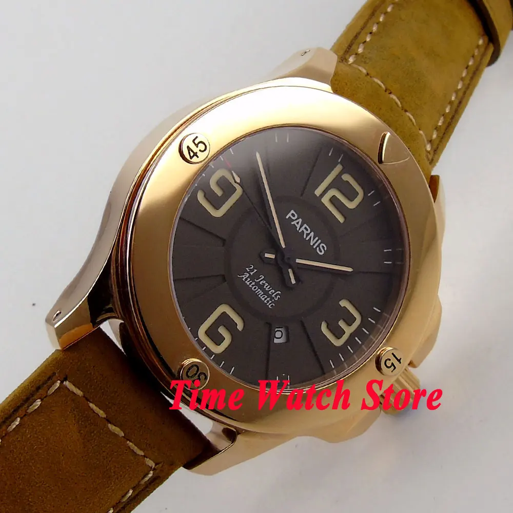 Parnis 47mm 5ATM MIYOTA Automatic men's watch luminous black dial bezel Golden case 620
Parnis 47mm 5ATM MIYOTA Automatic men's watch luminous black dial bezel Golden case 620