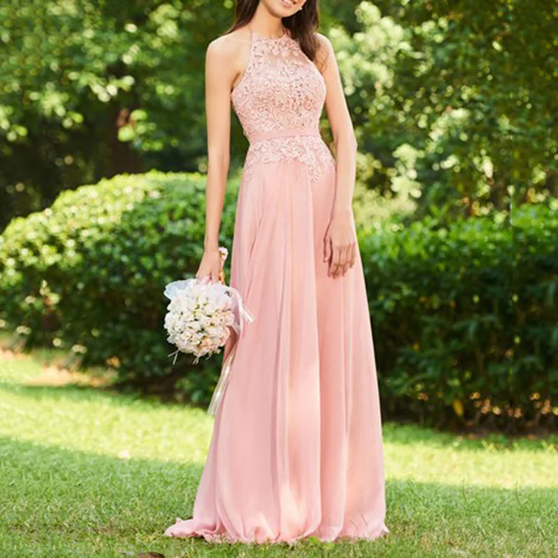New Arrival Halter Cheap Long Bridesmaid Dresses 2018 Pink Appliques A-Line Vestido De Festa De Casamen Formal Party Prom Dress
New Arrival Halter Cheap Long Bridesmaid Dresses 2018 Pink Appliques A-Line Vestido De Festa De Casamen Formal Party Prom Dress