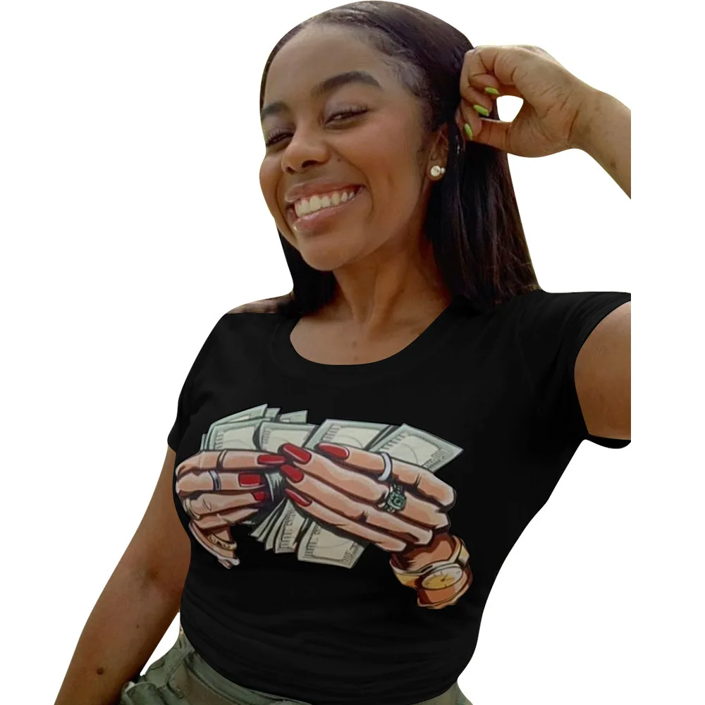 T Shirt Short Sleeve Tops Women Fashion 2019 Summer Women Street Style US Dollar Print Shirts Clothing Plus Size
T Shirt Short Sleeve Tops Women Fashion 2019 Summer Women Street Style US Dollar Print Shirts Clothing Plus Size