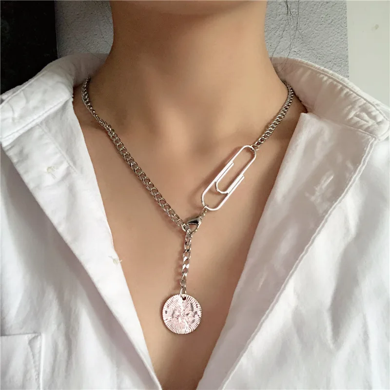 Pin Chain Necklace Retro Coin Figure Round Tag Pendant Silver Color Women Choker Necklaces Hiphop/Rock Jewelry
Pin Chain Necklace Retro Coin Figure Round Tag Pendant Silver Color Women Choker Necklaces Hiphop/Rock Jewelry