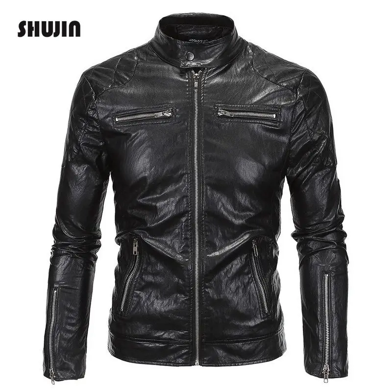 Men Stand Collar Brand New Men's leather PU Jackets Slim Fit Leather Male Locomotive style SHUJIN FF
Men Stand Collar Brand New Men's leather PU Jackets Slim Fit Leather Male Locomotive style SHUJIN FF