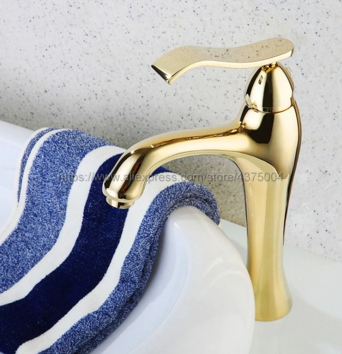 Bathroom Gold Color Brass Basin Faucet Single Handle Bathroom Sink Faucet Cold and Hot Mixer Water Ngf052
Bathroom Gold Color Brass Basin Faucet Single Handle Bathroom Sink Faucet Cold and Hot Mixer Water Ngf052