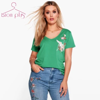 Birds Embroidery T-shirt Big Sizes 7XL 6XL 5XL 2017 Summer Green Black Base Style O-Neck T Shirt Women Plus Size Woman Clothing
Birds Embroidery T-shirt Big Sizes 7XL 6XL 5XL 2017 Summer Green Black Base Style O-Neck T Shirt Women Plus Size Woman Clothing