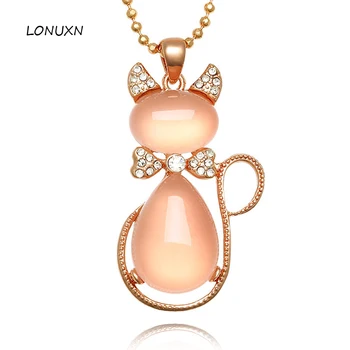 gold pink crystal cat necklace Natural Semi-precious stones pendant with chain fairy fashion women sweater chain lovers gift
gold pink crystal cat necklace Natural Semi-precious stones pendant with chain fairy fashion women sweater chain lovers gift