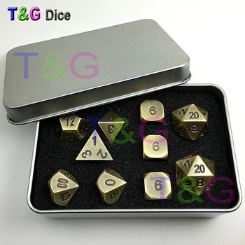 Brass Color Metal Dice d4 3xd6 d8 d10 d12 2xd20 dnd RPG Digital with Iron Box for Gift 10pcs/set
Brass Color Metal Dice d4 3xd6 d8 d10 d12 2xd20 dnd RPG Digital with Iron Box for Gift 10pcs/set