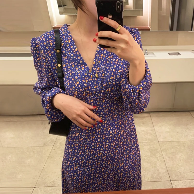 Spring V Neck One Button Elegant Dress Flower Print Petite Midi Dress Robe Femme Vestido Mujer Vestiti Donna
Spring V Neck One Button Elegant Dress Flower Print Petite Midi Dress Robe Femme Vestido Mujer Vestiti Donna