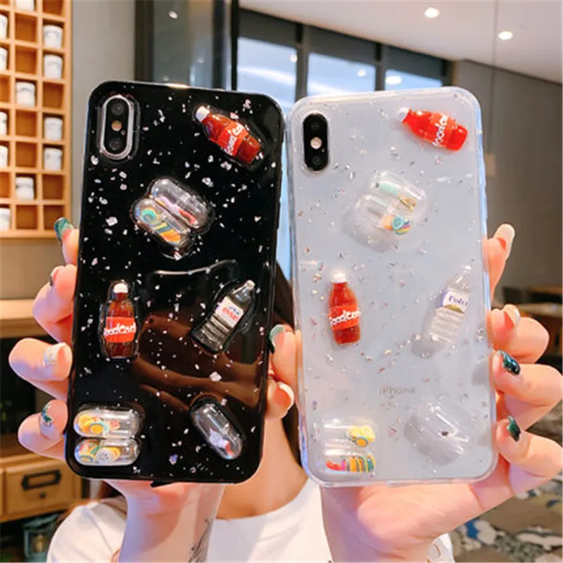 3D glitter phone case creativity cola 8plus for iphone XS Max XR mobile phone case 7 6s epoxy couple soft shell models
3D glitter phone case creativity cola 8plus for iphone XS Max XR mobile phone case 7 6s epoxy couple soft shell models