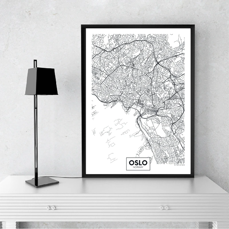 Modern City Oslo Map Minimalist Canvas Painting Black and White Wall Art Print Poster Pictures For Living Room Home Decor
Modern City Oslo Map Minimalist Canvas Painting Black and White Wall Art Print Poster Pictures For Living Room Home Decor