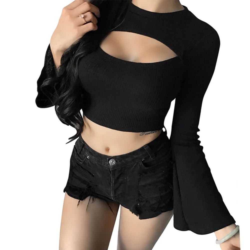 Open Chest T-shirts Women Short Sexy Tee Shirt Butterfly Sleeve Femme Long Sleeve Spring T-shirt Female T shirts Tops Knitted
Open Chest T-shirts Women Short Sexy Tee Shirt Butterfly Sleeve Femme Long Sleeve Spring T-shirt Female T shirts Tops Knitted