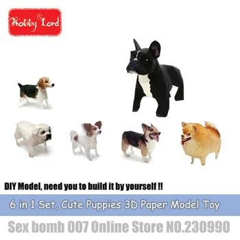 DIY 6in1 Dog puppy 3D paper model figure French Bulldog Papillon pomeranin Poodle beagle welsh corgi pembroke educational toys
DIY 6in1 Dog puppy 3D paper model figure French Bulldog Papillon pomeranin Poodle beagle welsh corgi pembroke educational toys