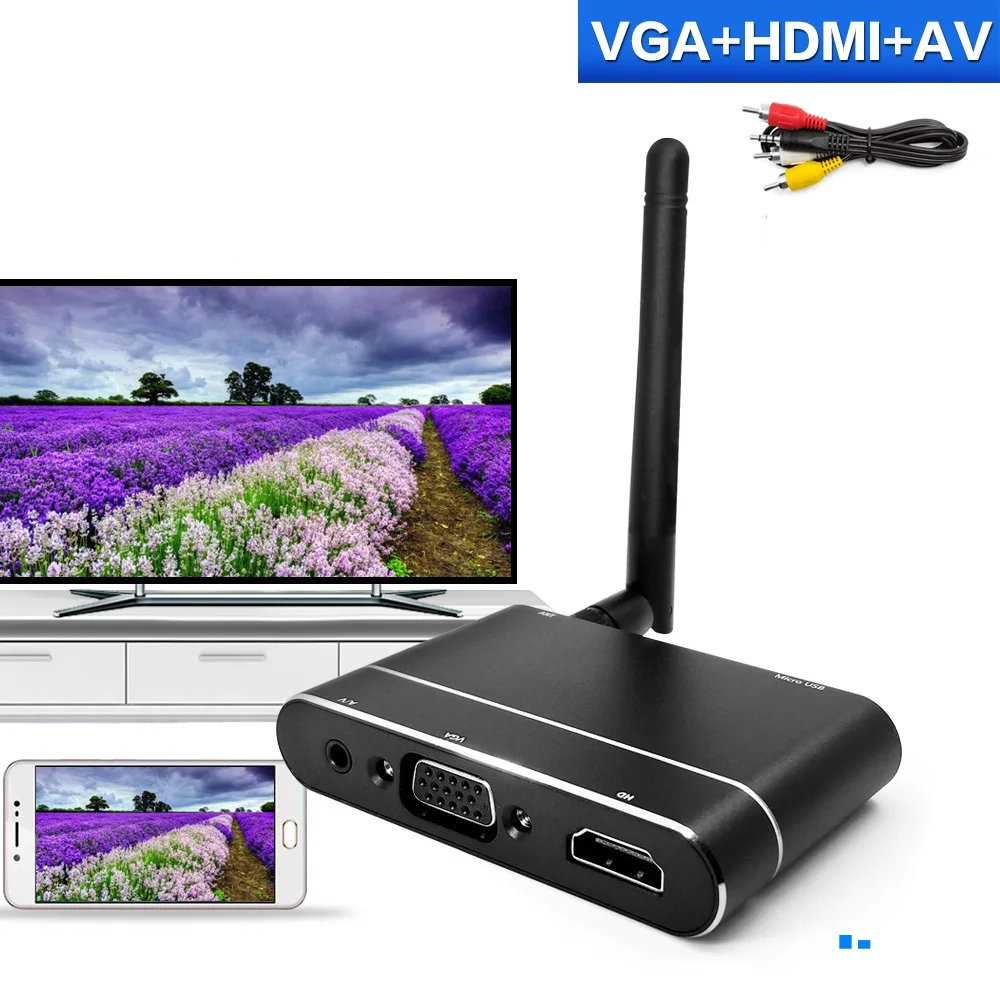 

X6W Wireless Dongle HD Display Dongle Receiver 1080P WiFi Mirror Box HDMI VGA AV Output Miracast Airplay DLNA Mirroring Car Home